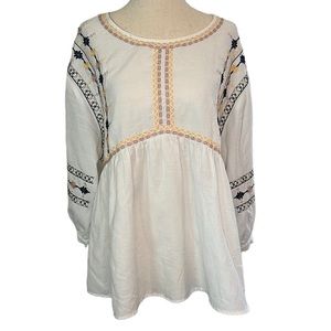 How Very Loved Embroidered Boho Blouse - Size S
